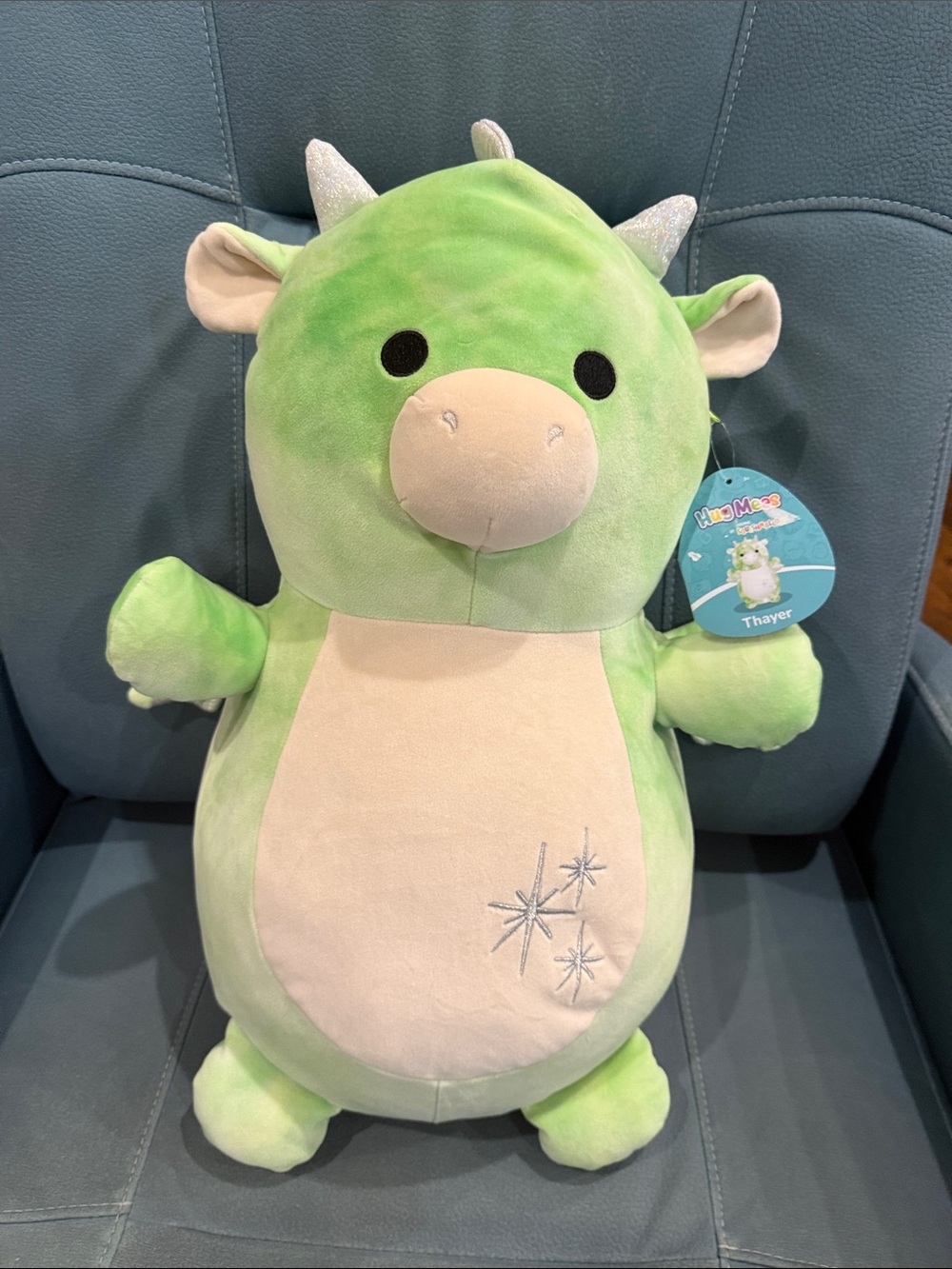 Squishmallows Thayer Green NWT and Cream Dragon Plush